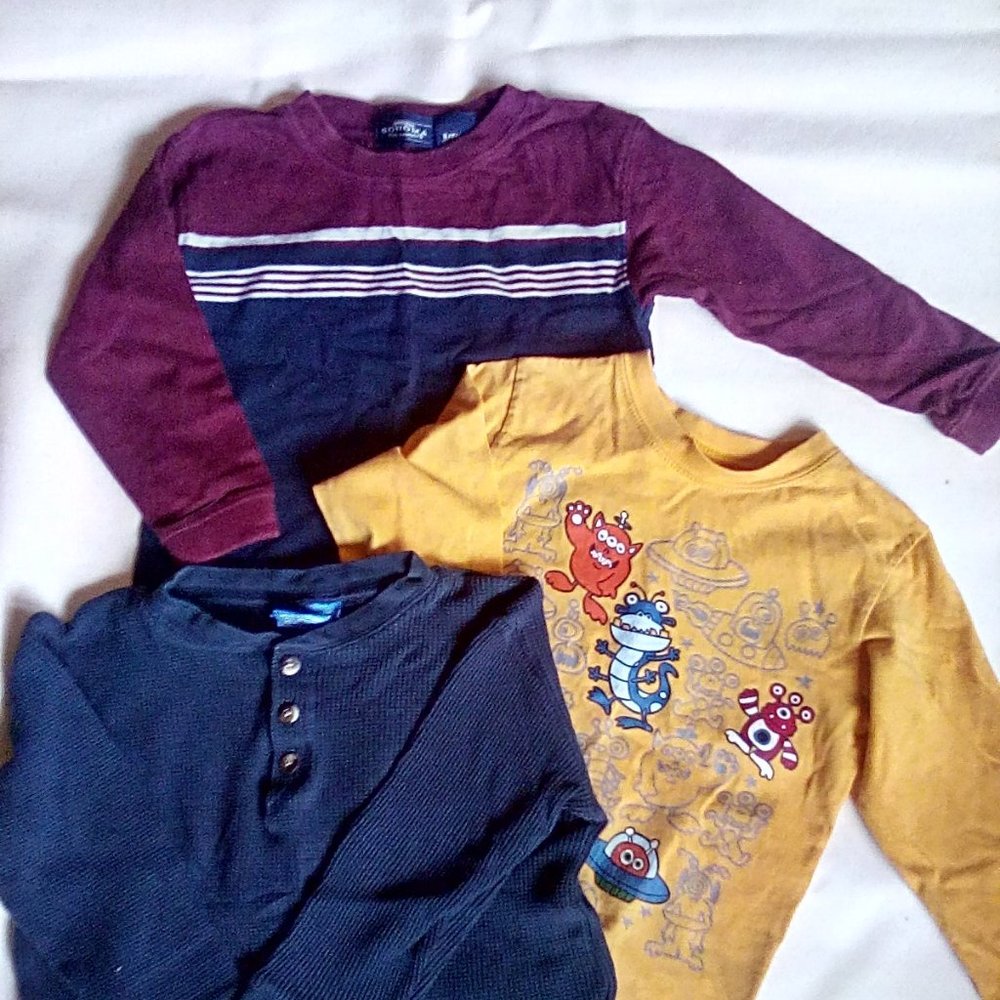 Set of 3 Boys Long Sleeve Shirts, Size 4(S)